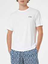 T-shirt bianca da uomo Gary in spugna con ricamo St. Barth