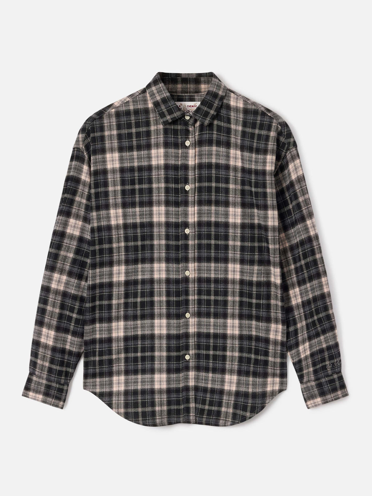 Camicia Gigy in flanella con motivo tartan e ricamo logo