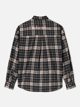 Camisa de franela Gigy con estampado tartán y bordado con logo 