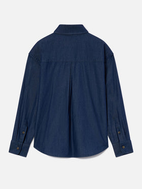 Chemise en denim de coton léger blue Gigy avec broderie caniche 