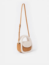 Camel mutton effect crossbody bag Gilda with shearly details