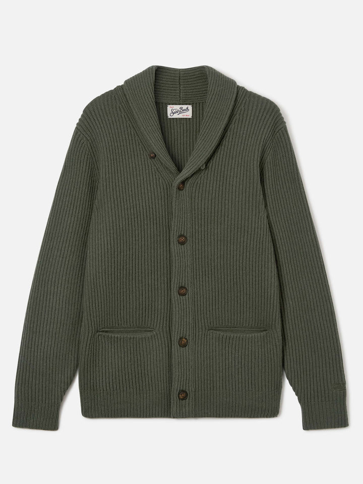 Cardigan en laine Green Glasgow avec col châle 