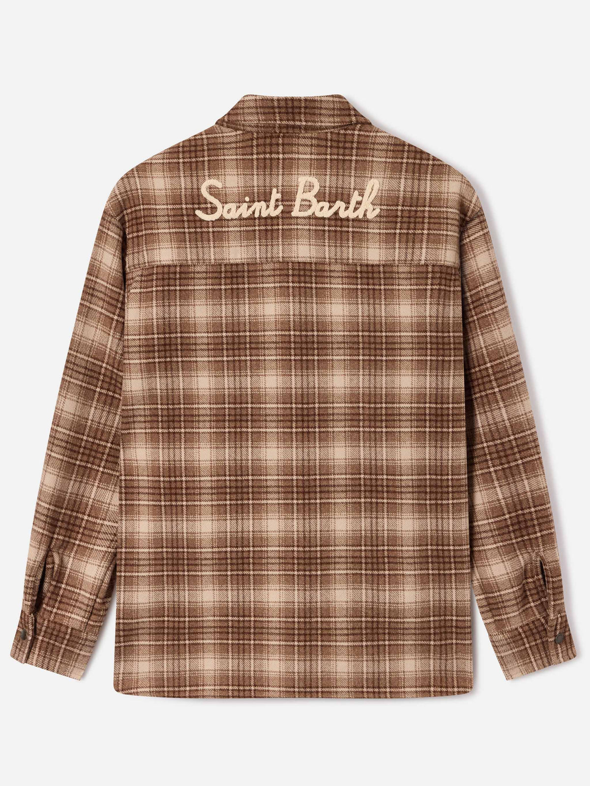Cambry flannel overshirt with tartan pattern and logo embroidery