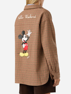 Sobrecamisa de franela en mezcla de lana Cambry con bordado de Mickey Mouse | Special edition 