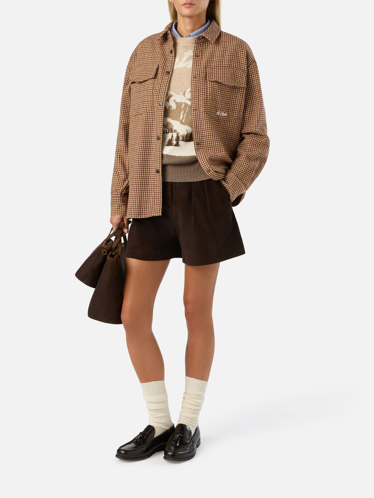 Sobrecamisa de franela en mezcla de lana Cambry con bordado de Mickey Mouse | Special edition 