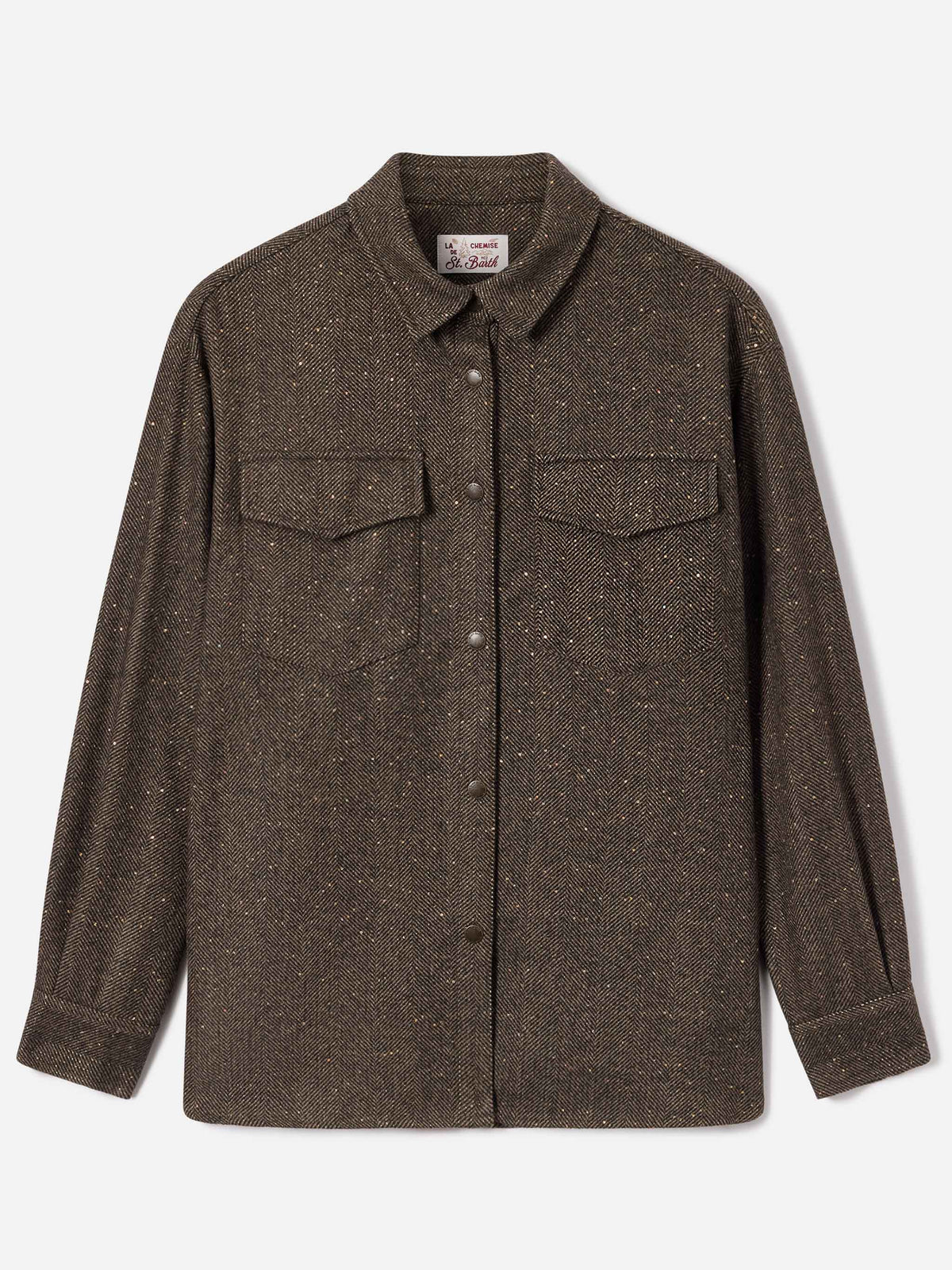 Sobrecamisa Cambry de mezcla de lana con motivo de espiga 