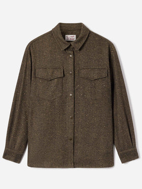 Cambry Overshirt aus Wollmischung mit Fischgrätmuster 