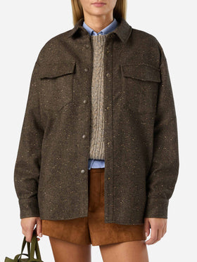 Cambry Overshirt aus Wollmischung mit Fischgrätmuster 