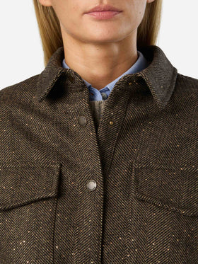 Cambry Overshirt aus Wollmischung mit Fischgrätmuster 