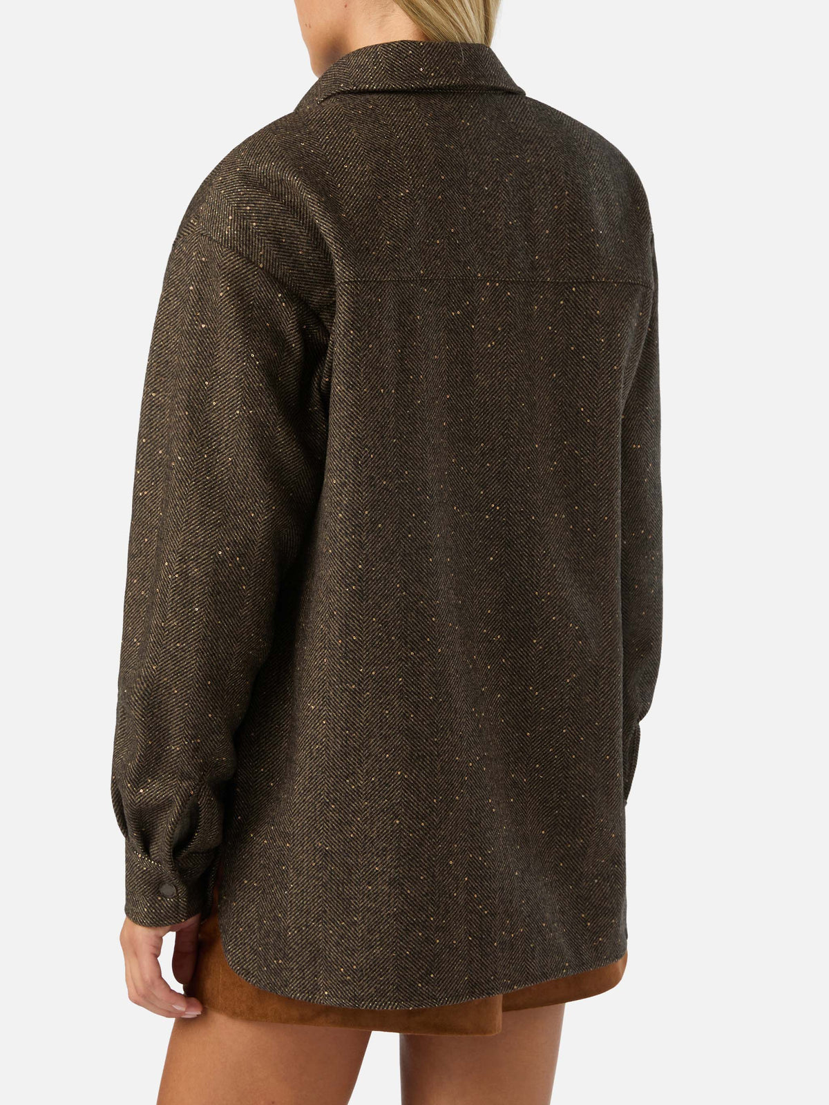 Cambry Overshirt aus Wollmischung mit Fischgrätmuster 