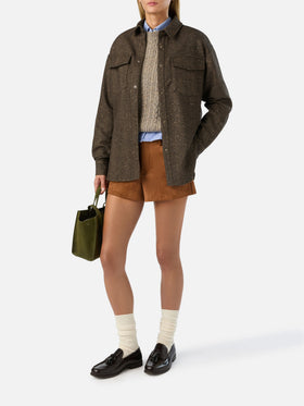 Cambry Overshirt aus Wollmischung mit Fischgrätmuster 