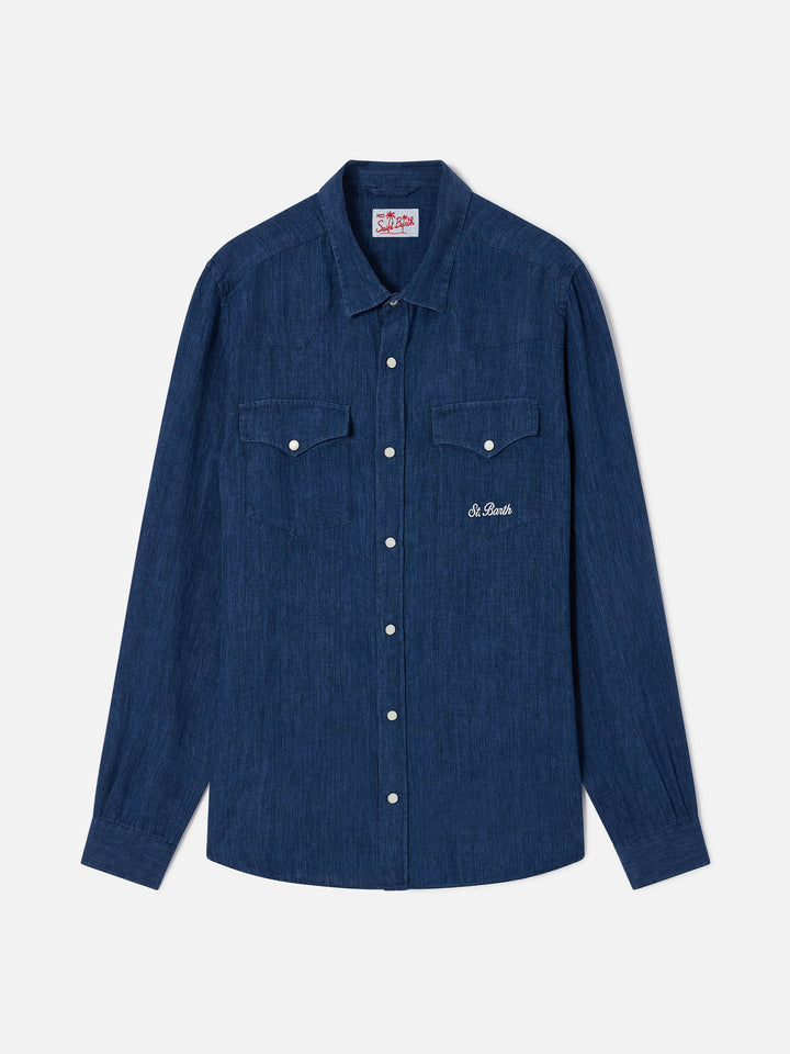 Herren-Delave-Hemd aus Leinen-Denim Greg