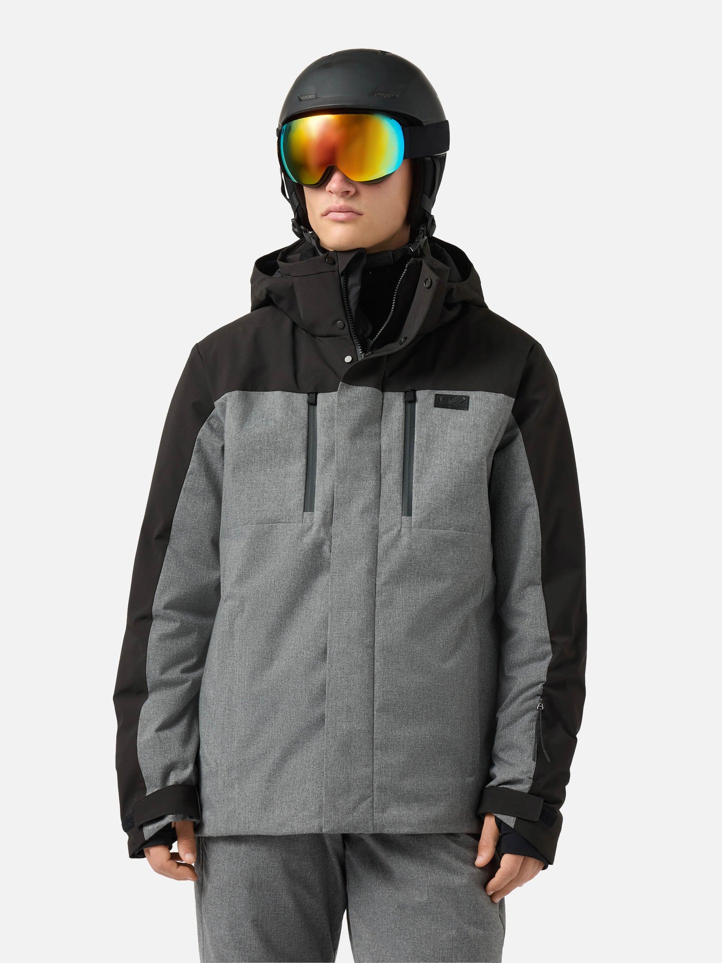 Ski jacket Greatscott in melange grey with Recco® technology