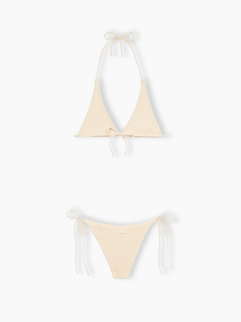 Triangel-Bikini in Crinkle-Optik für Damen, cremefarben, Guiana Marielle