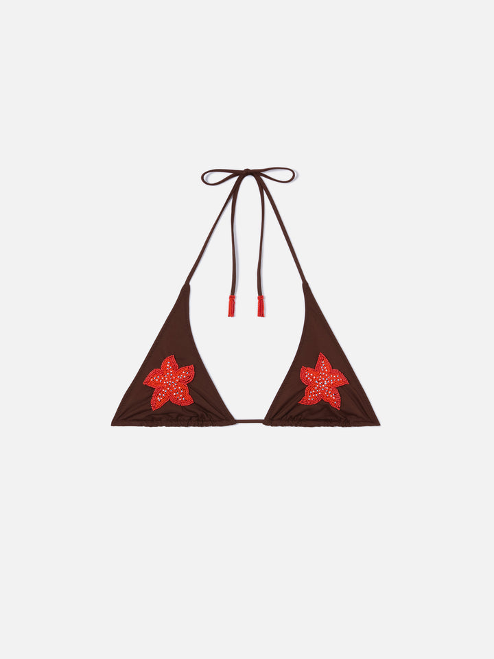 Guiana triangle bikini top with beaded starfish