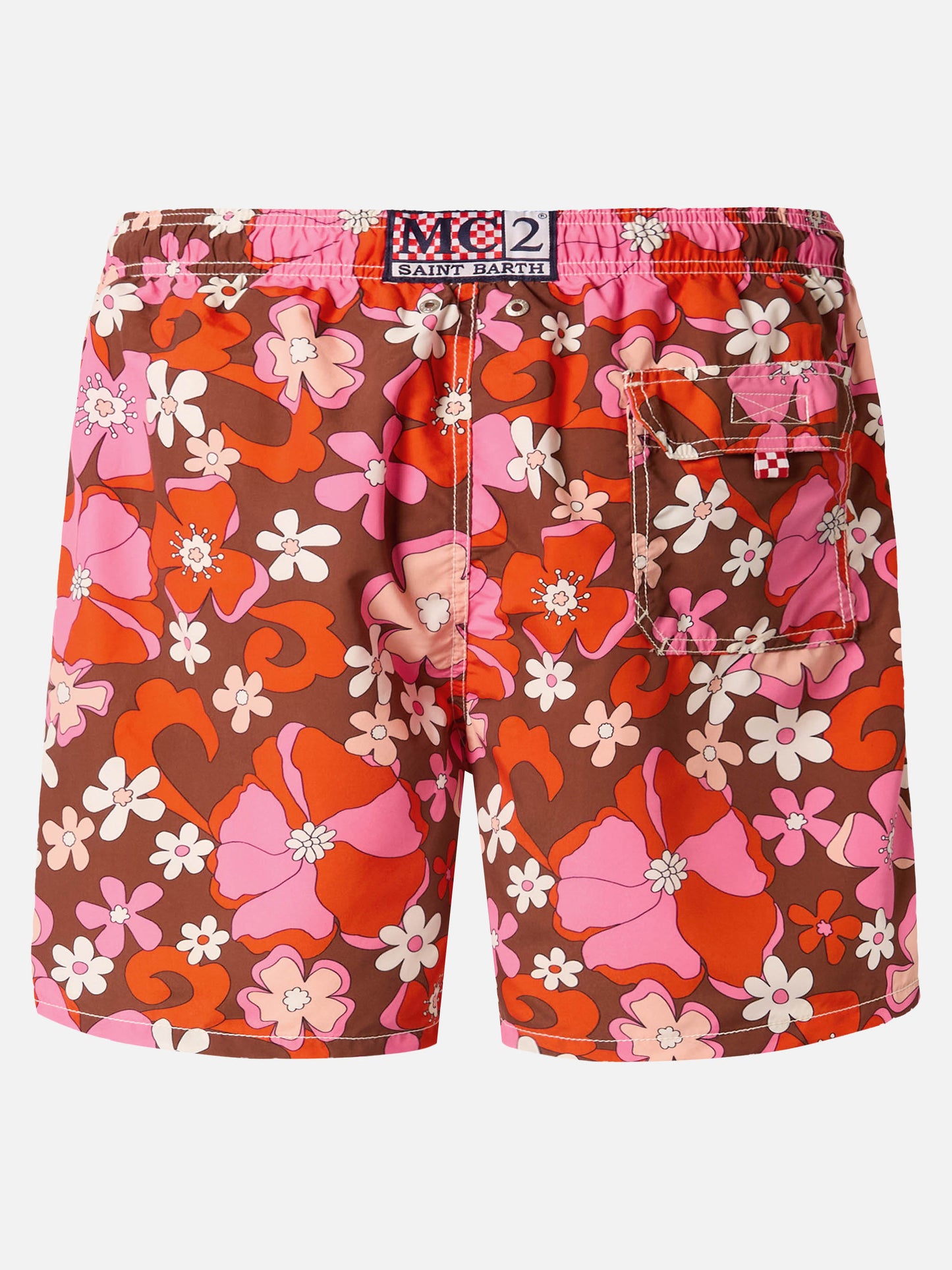 Mid-length Gustavia swim-shorts with vintage flower print