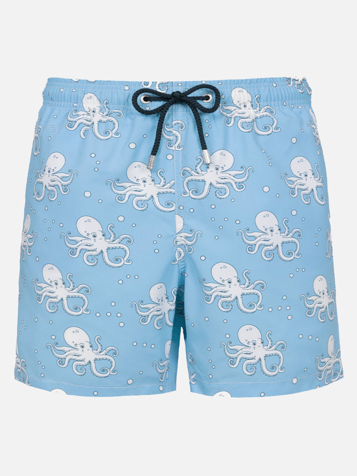 Mittellange Gustavia-Badeshorts für Herren mit Oktopus-Print