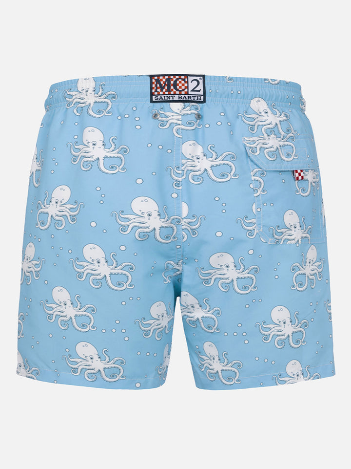 Mittellange Gustavia-Badeshorts für Herren mit Oktopus-Print