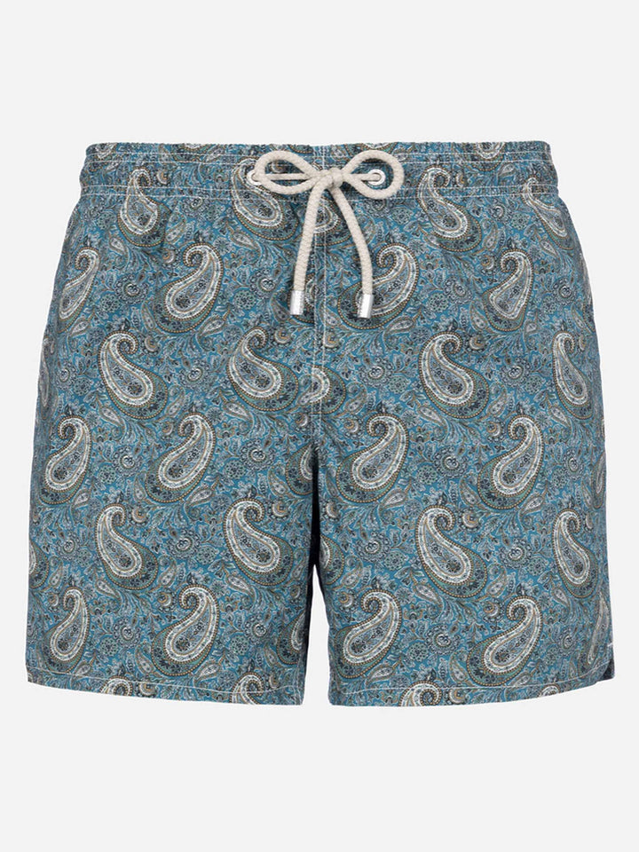 Man mid-length Gustavia swim-shorts with cashmere print