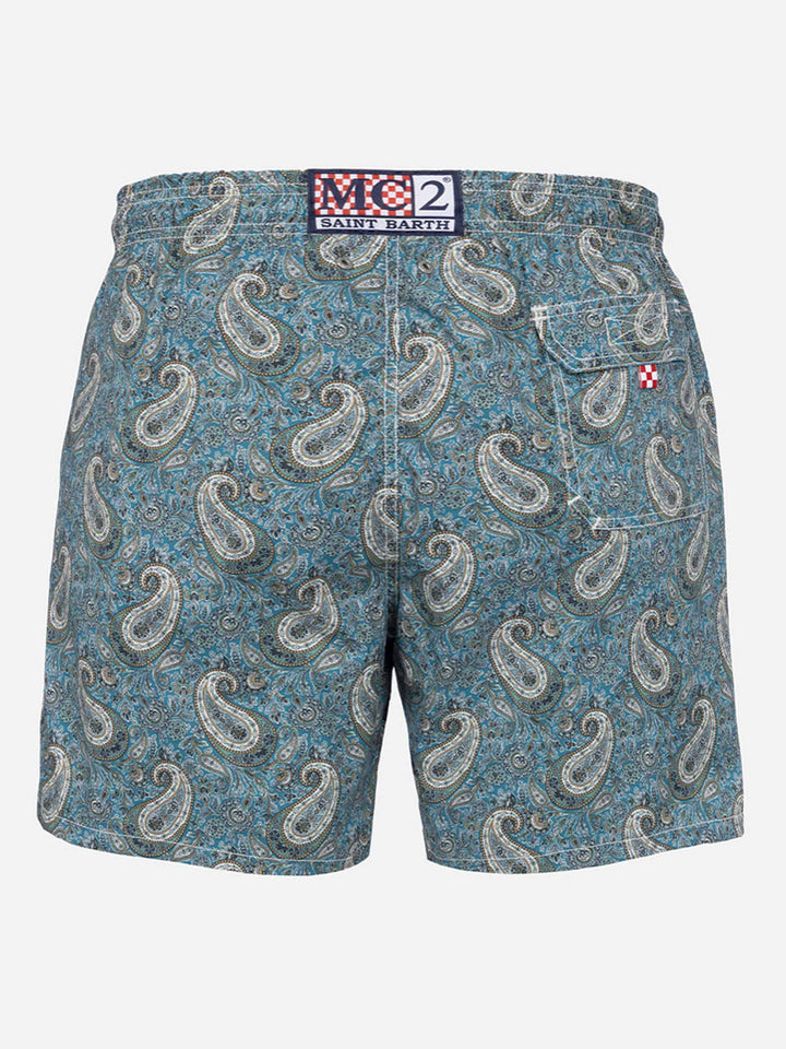Man mid-length Gustavia swim-shorts with cashmere print