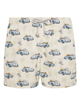 Mid-length Gustavia swim-shorts with ducky and car print |CRYPTOPUPPETS SPECIAL EDITION - MC2 Saint Barth