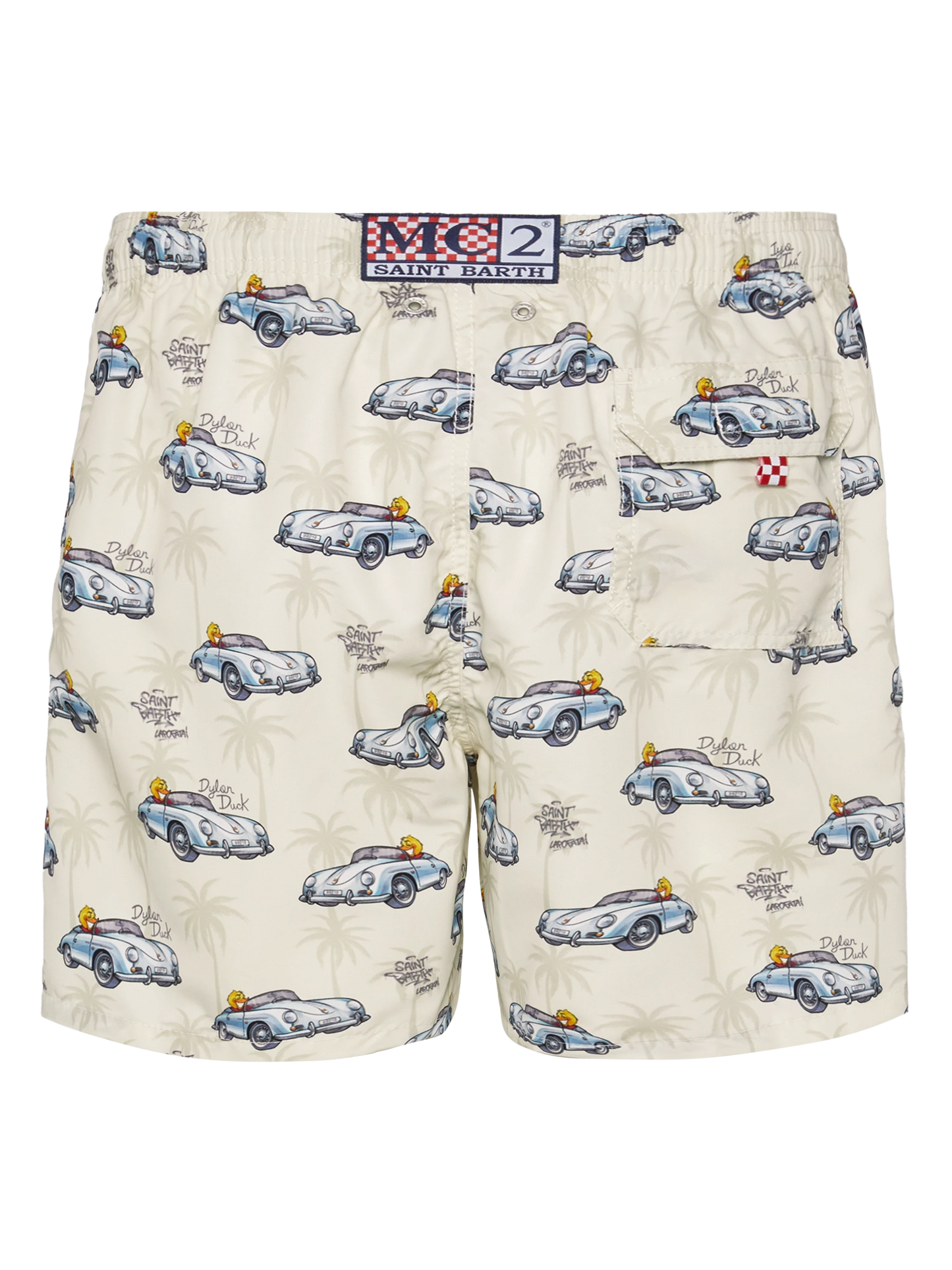 Mid-length Gustavia swim-shorts with ducky and car print |CRYPTOPUPPETS SPECIAL EDITION - MC2 Saint Barth