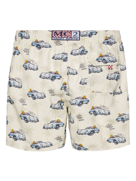 Mid-length Gustavia swim-shorts with ducky and car print |CRYPTOPUPPETS SPECIAL EDITION - MC2 Saint Barth