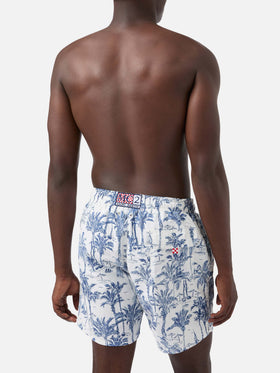Mittellange Badeshorts Gustavia mit Toile-de-Jouy-Print
