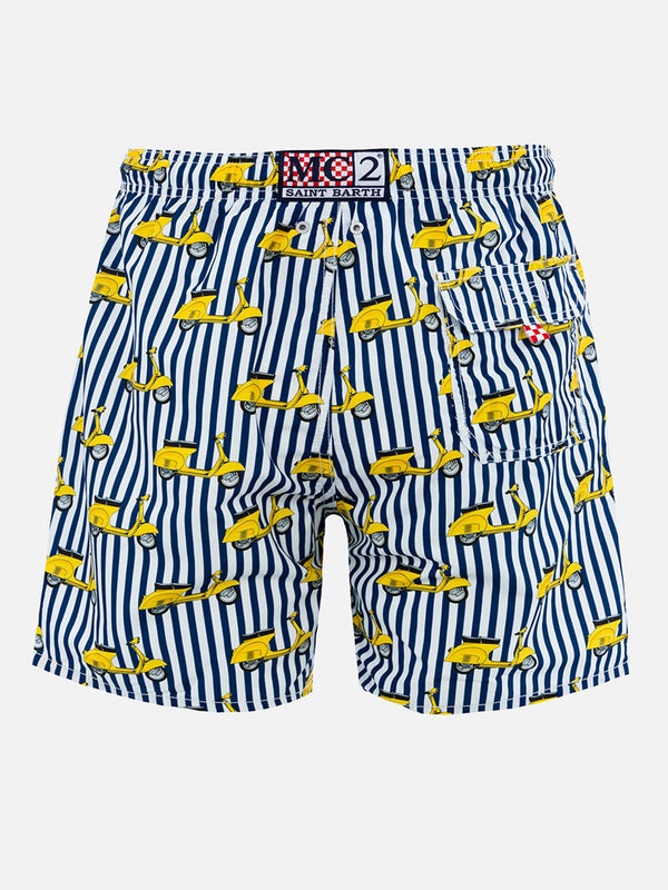 Man mid-length Gustavia swim-shorts with Vespa print | VESPA SPECIAL EDITION