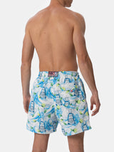 Man mid-length striped Gustavia swim-shorts with gin print | GIN MARE SPECIAL EDITION