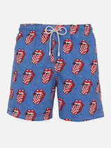 Man mid-length striped Gustavia swim-shorts with Rolling Stones print | ROLLING STONES SPECIAL EDITION