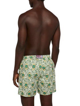 Mid-length Gustavia swim-shorts with watches print