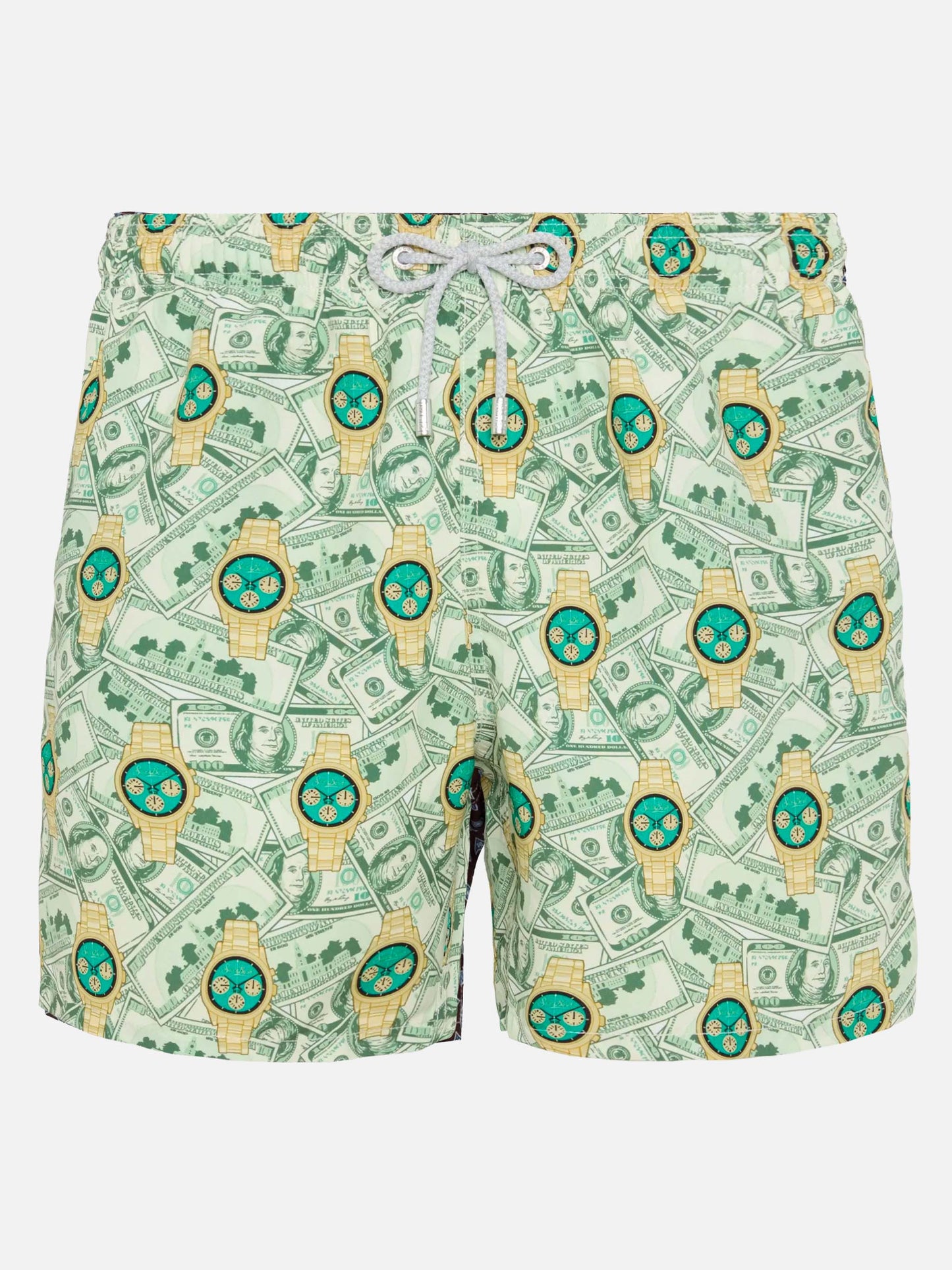 Mittellange Badeshorts Gustavia mit Uhren-Print