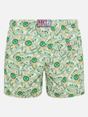 Mittellange Badeshorts Gustavia mit Uhren-Print