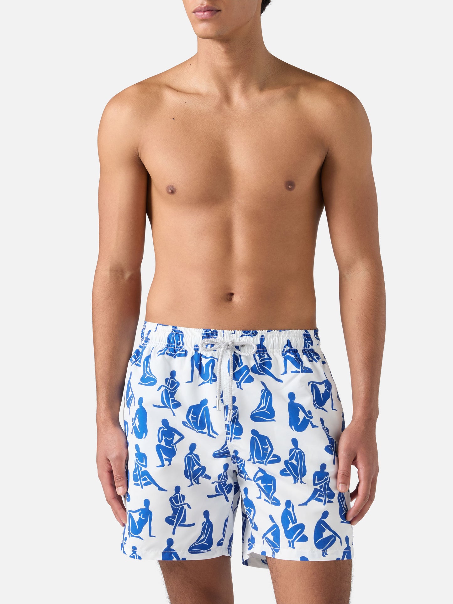 Mid-length Gustavia swim-shorts with tattoo print