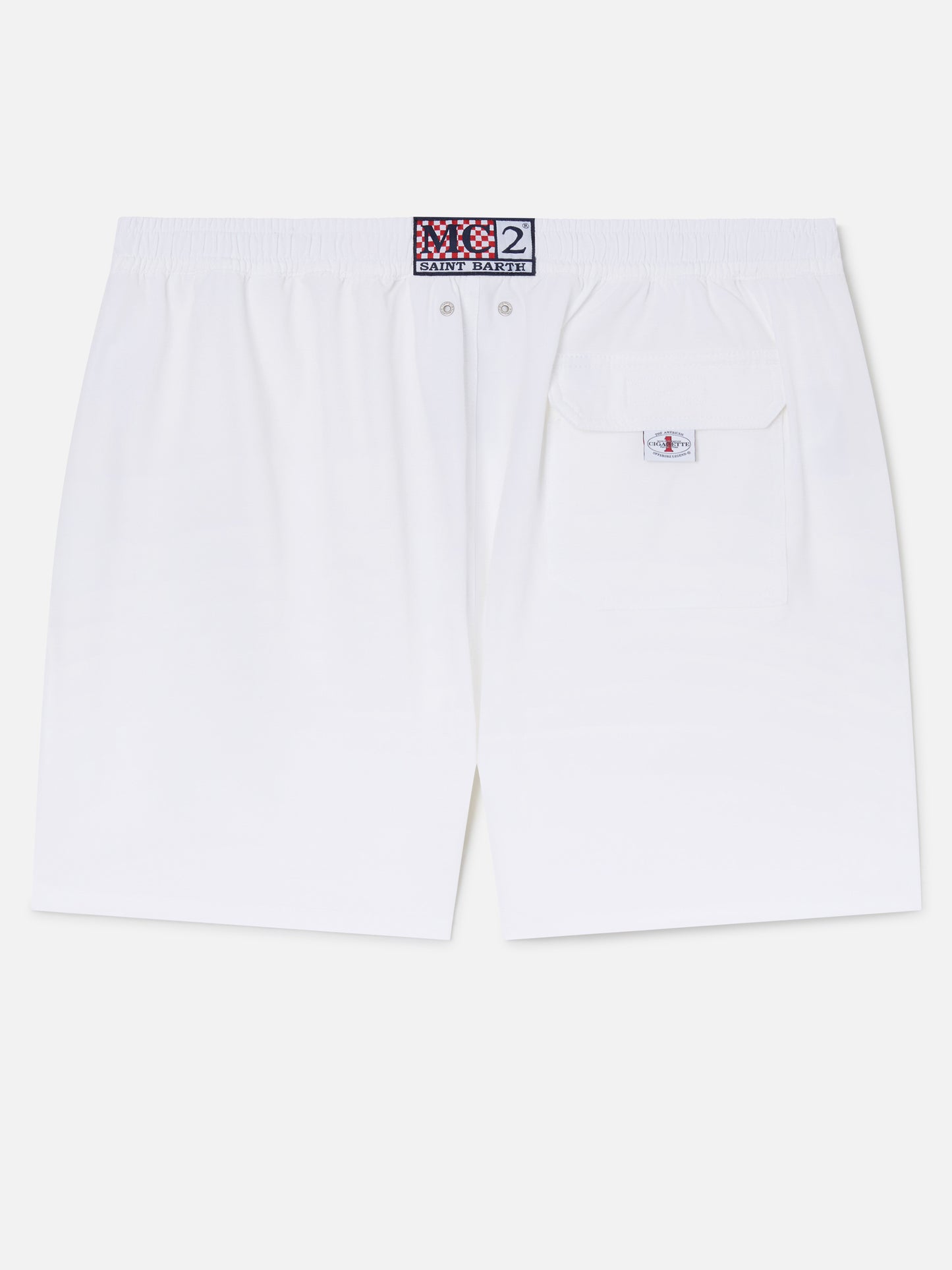 Gustavia white swim shorts with Cigarette embroidery | Special Edition