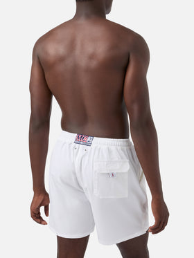 Gustavia white swim shorts with Cigarette embroidery | Special Edition
