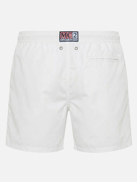 Gustavia white swim shorts with Cigarette embroidery | Special Edition