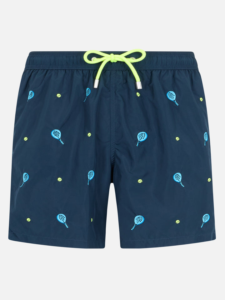 Costume da bagno Gustavia da uomo di media lunghezza con ricamo padel