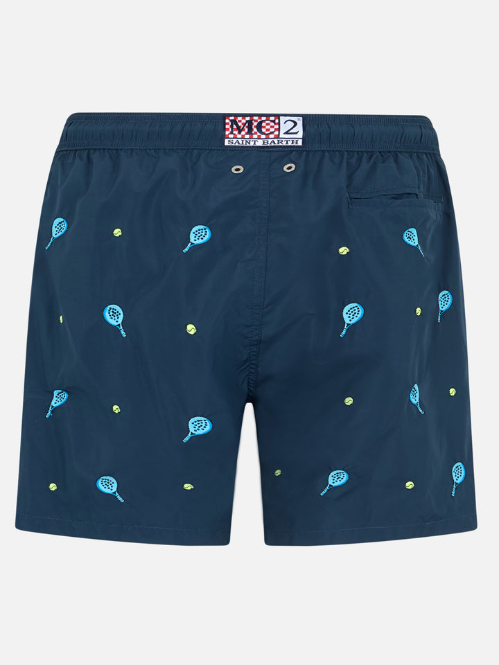 Costume da bagno Gustavia da uomo di media lunghezza con ricamo padel