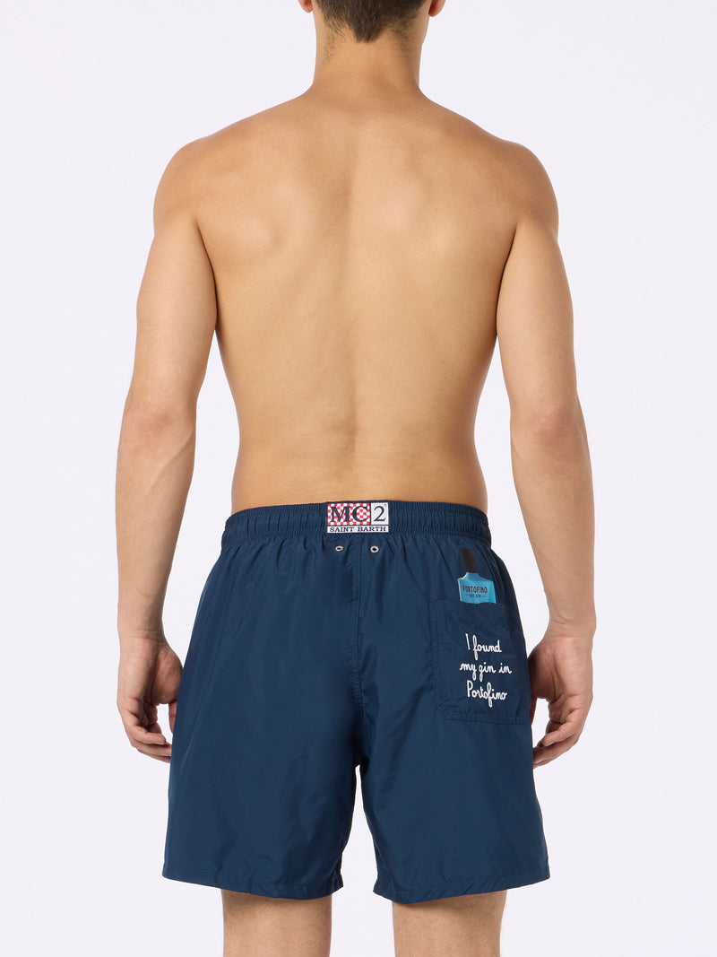 Man mid-length Gustavia swim shorts with Portofino Gin embroidery | PORTOFINO GIN SPECIAL EDITION