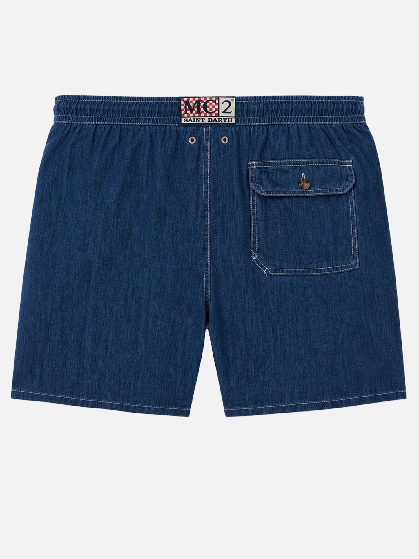 Costume Gustavia in lino blu denim tinta unita