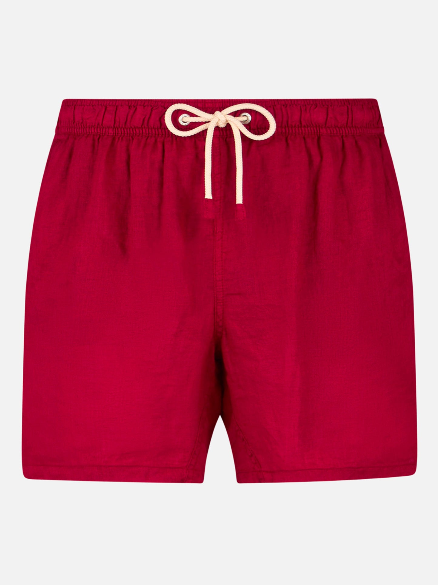 Badeshorts aus bordeauxrotem Leinen für Herren