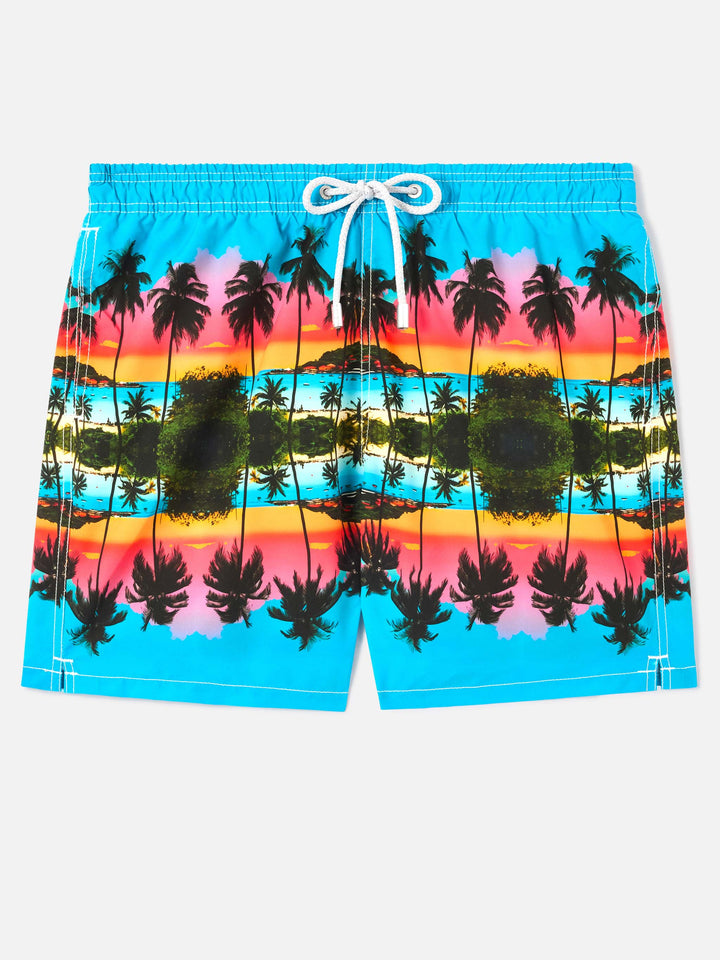 Gustavia palm landscape placed print swim shorts | Special Edition