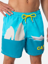 Man mid-length Gustavia swim-shorts with Capri placed print