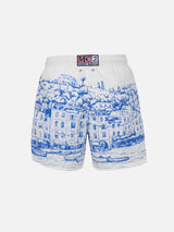 Mittellange Gustavia-Badeshorts für Herren mit platziertem Portofino-Aufdruck