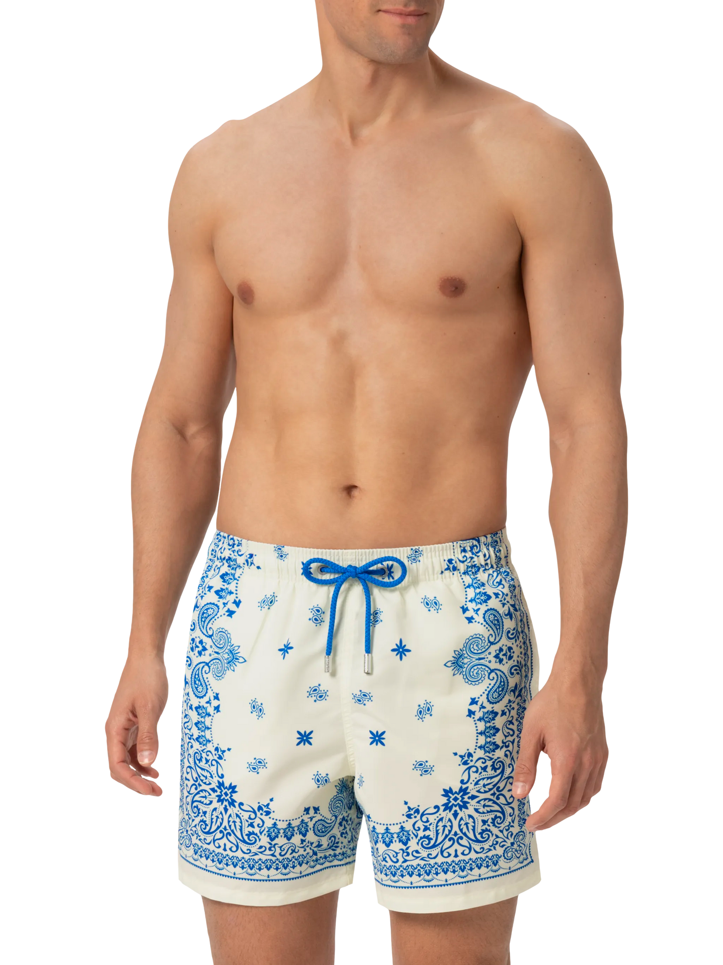 Mittellange Badeshorts Gustavia mit platziertem Bandanna-Print