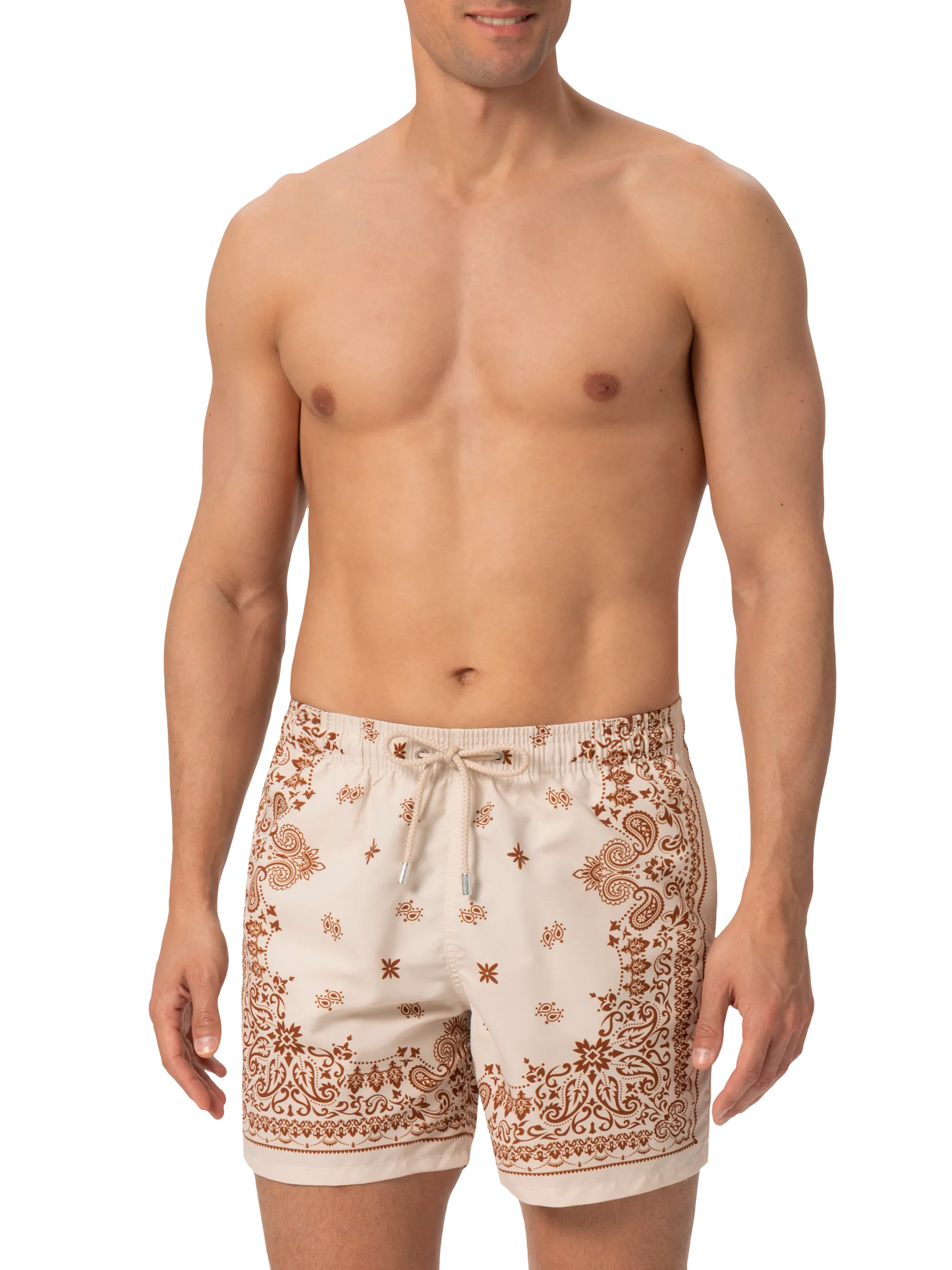 Mittellange Badeshorts Gustavia mit platziertem Bandanna-Print