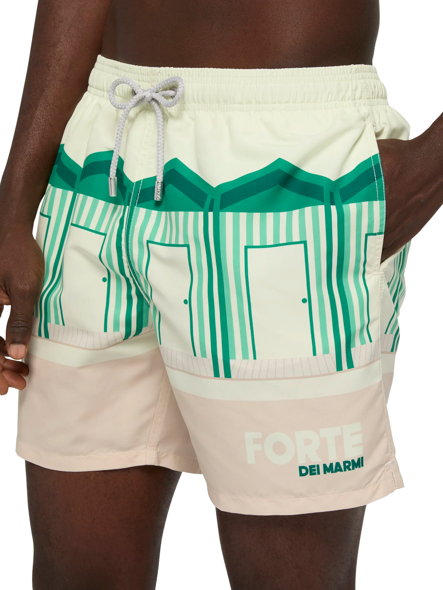 Costume mare lunghezza media Gustavia con stampa cartolina Forte dei Marmi