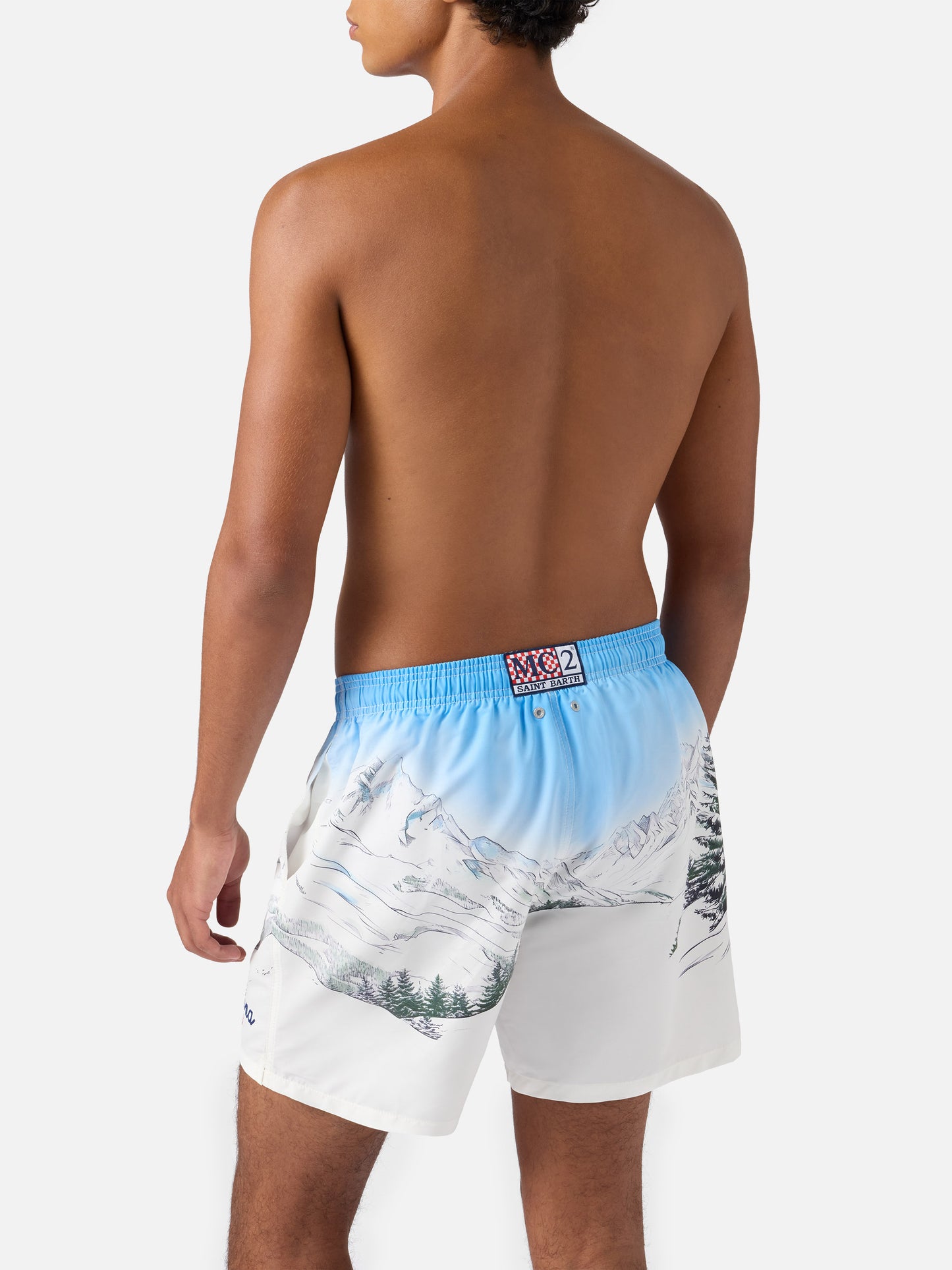 Mid-length Gustavia swim-shorts with Cortina placed print